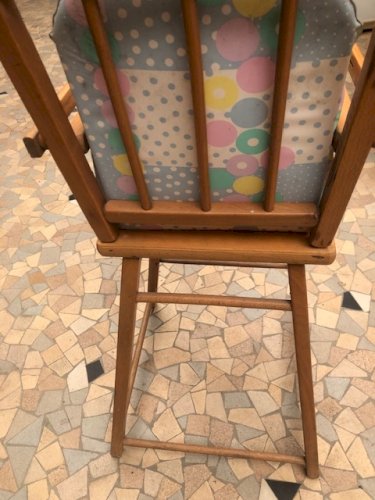 chaise haute enfant en bois, vintage