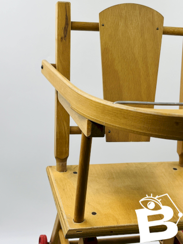 Chaise haute poupée vintage en bois transformable trotteur