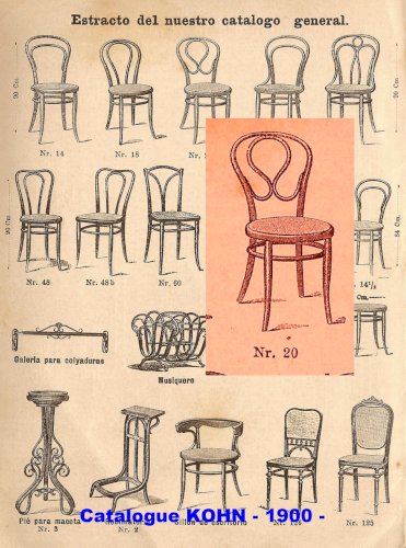 Chaise KOHN N°20 Ωméga, teinte "Cherry" d'origine, vers 1900, no Thonet