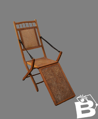 Chaise longue cannée XIXème siècle de style colonial