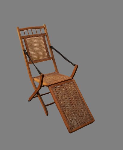 Chaise longue cannée XIXème siècle de style colonial