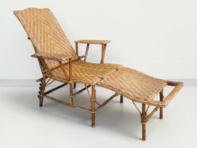 Chaise longue / fauteuil de repos en rotin