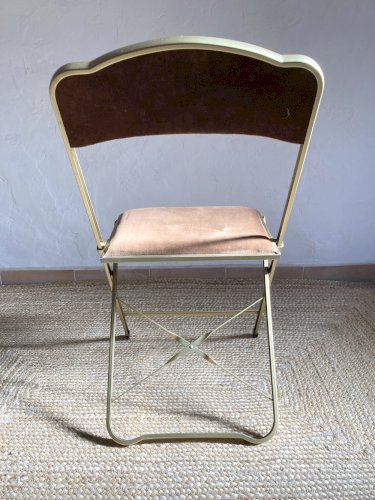 Chaise Opéra pliante en métal doré, années 1960-1970