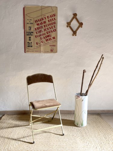 Chaise Opéra pliante en métal doré, années 1960-1970