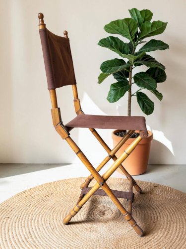 Chaise pliante de campagne, faux bambou