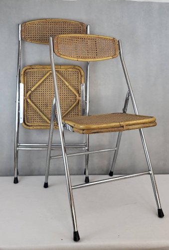 Chaise pliante en rotin 1970