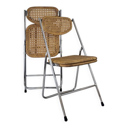 Chaise pliante en rotin 1970