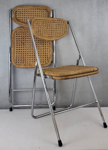 Chaise pliante en rotin 1970