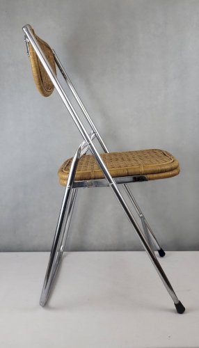 Chaise pliante en rotin 1970