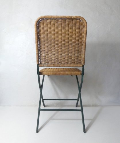 chaise pliante vintage en rotin et métal