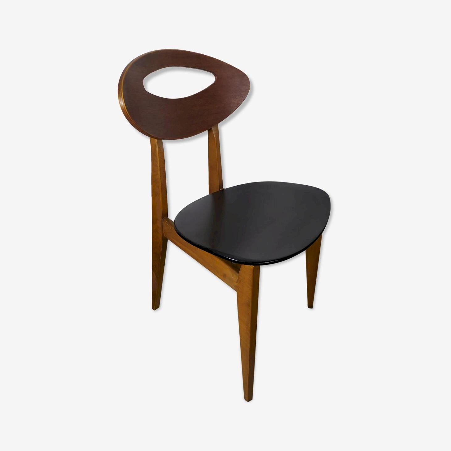 Paire de chaises blanches skaï noir scandinaves