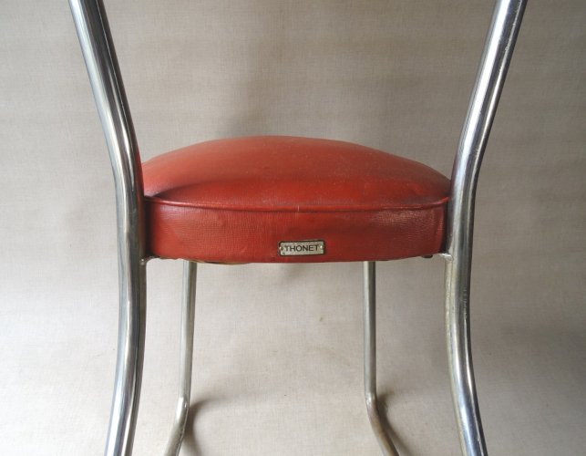 Chaise Thonet Bauhaus skaï et acier, ca. 1950
