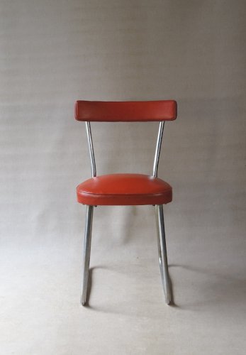 Chaise Thonet Bauhaus skaï et acier, ca. 1950