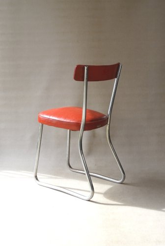 Chaise Thonet Bauhaus skaï et acier, ca. 1950