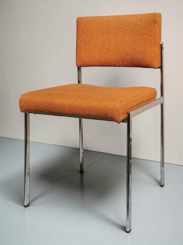 Chaise vintage design, structure tubulaire chromée, années 1960-1970