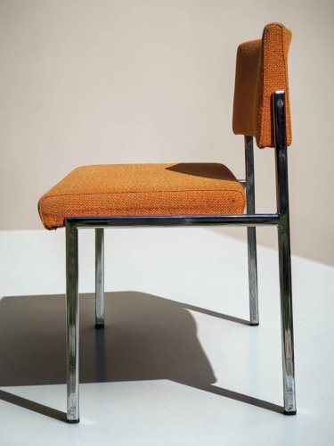 Chaise vintage design, structure tubulaire chromée, années 1960-1970