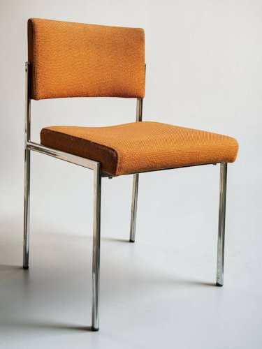 Chaise vintage design, structure tubulaire chromée, années 1960-1970