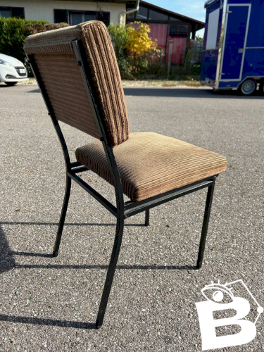 Chaise vintage en métal et velours 1950