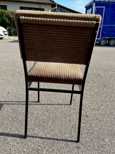 Chaise vintage en métal et velours 1950