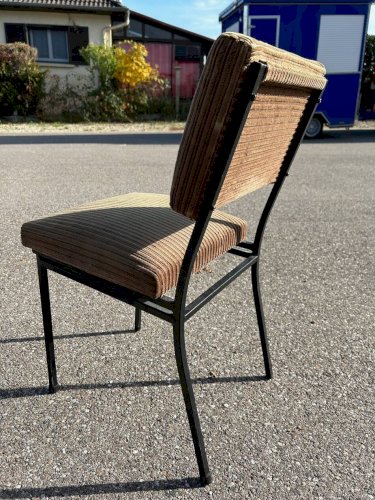 Chaise vintage en métal et velours 1950