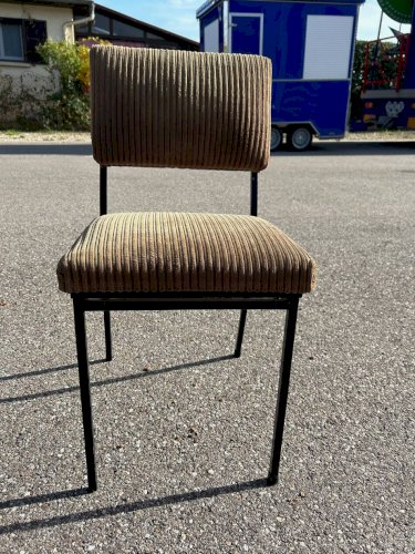 Chaise vintage en métal et velours 1950
