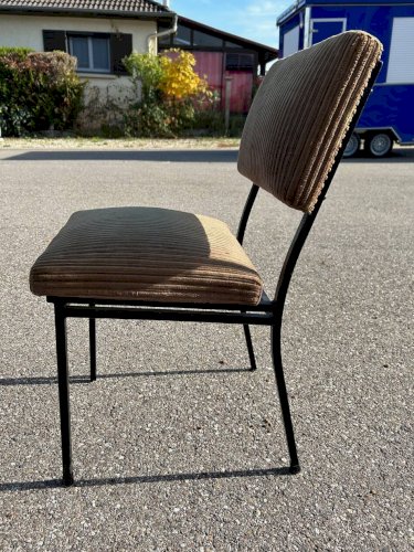 Chaise vintage en métal et velours 1950