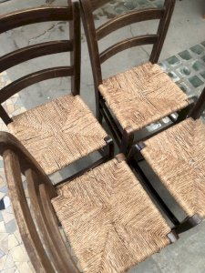 antique country wooden and straw chairs (4 units)