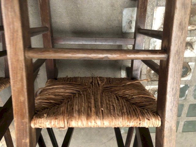 chaises anciennes de campagne en bois et paille (4 ex)