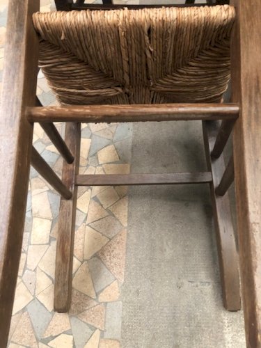 chaises anciennes de campagne en bois et paille (4 ex)