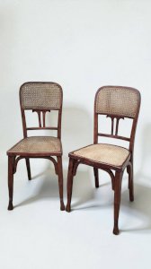 Art Nouveau curved wooden chairs