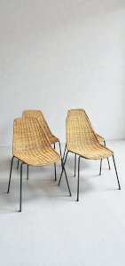 Rattan Basket Chairs by Gian Franco Legler, 1950s