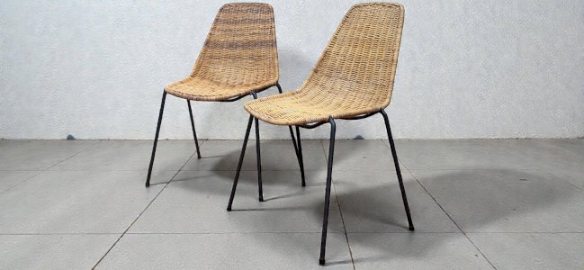 Bamboo Basket Chairs by Gian Franco Legler, 1950s