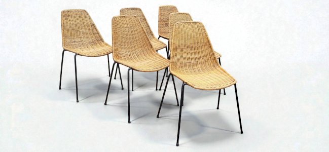 Wicker Basket Chairs by Gian Franco Legler, 1950s