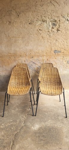 Chaises Basket en Osier par Gian Franco Legler, 1950s