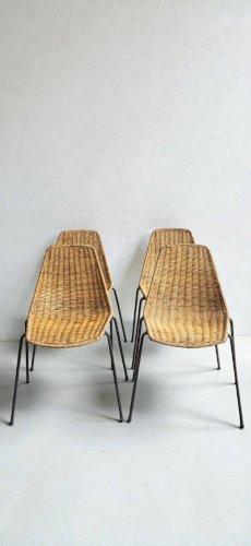 Chaises Basket en Osier par Gian Franco Legler, 1950s