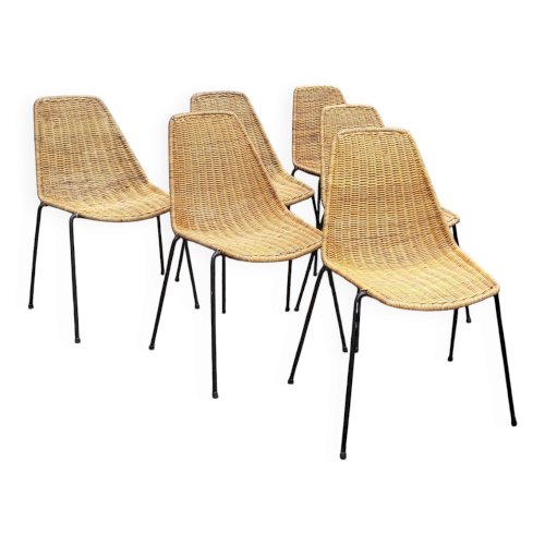 Chaises Basket en Osier par Gian Franco Legler, 1950s