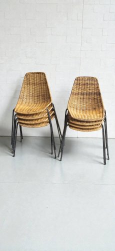Chaises Basket en Osier par Gian Franco Legler, 1950s