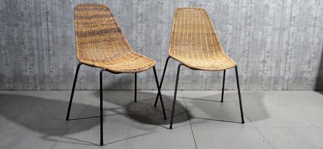 Chaises Basket en Osier par Gian Franco Legler, 1950s