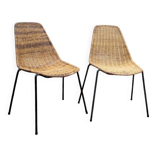 Chaises Basket en Osier par Gian Franco Legler, 1950s