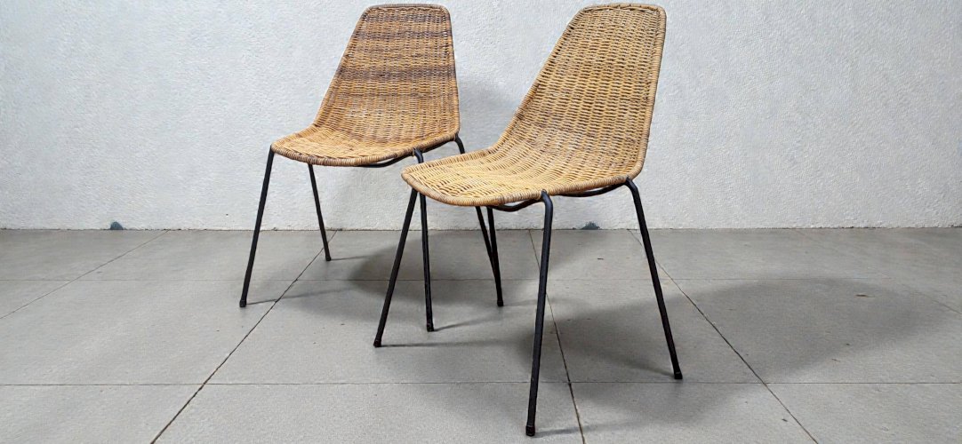 Chaises Basket en Osier par Gian Franco Legler, 1950s