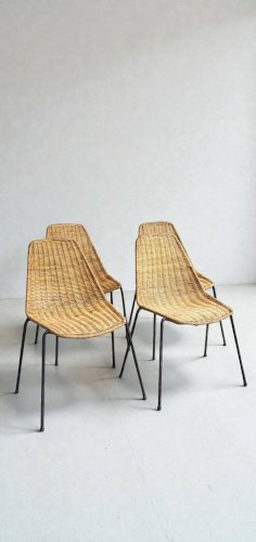 Chaises Basket en Osier par Gian Franco Legler, 1950s