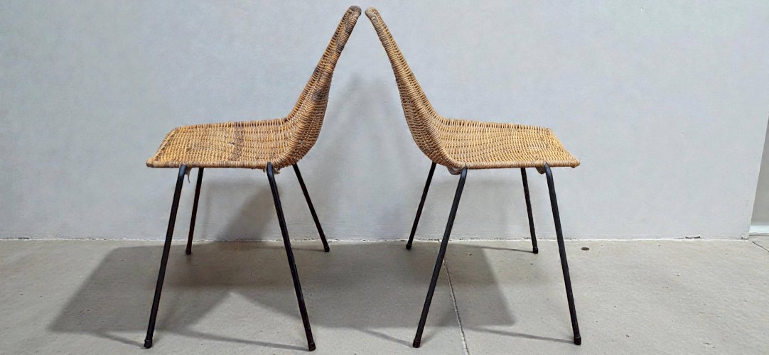 Chaises Basket en Osier par Gian Franco Legler, 1950s