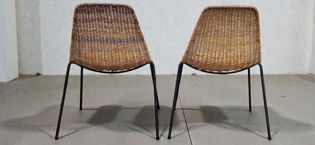 Chaises Basket en Osier par Gian Franco Legler, 1950s