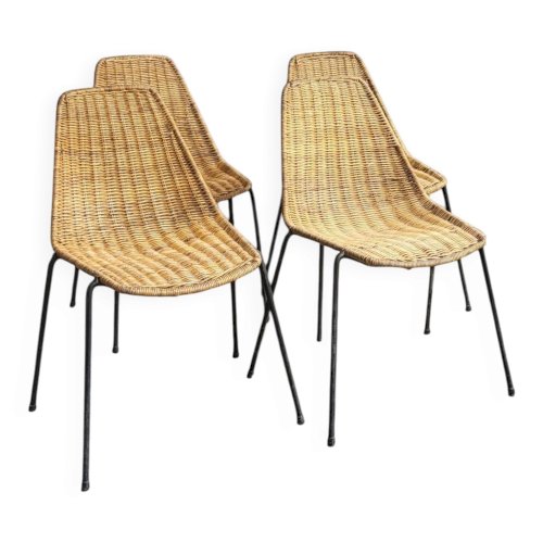 Chaises Basket en Osier par Gian Franco Legler, 1950s