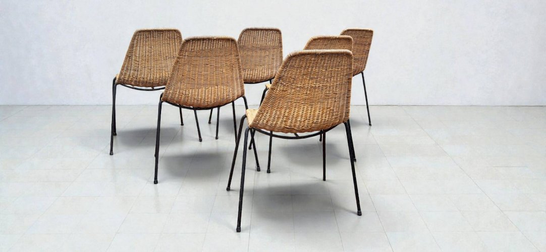 Chaises Basket en Osier par Gian Franco Legler, 1950s