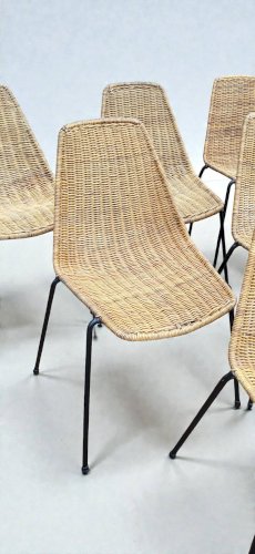Chaises Basket en Osier par Gian Franco Legler, 1950s