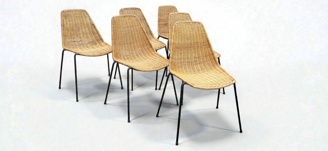 Chaises Basket en Osier par Gian Franco Legler, 1950s