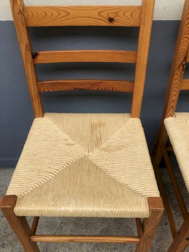 chaises en bois et paille (2 ex)