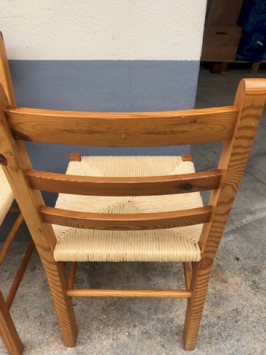 chaises en bois et paille (2 ex)