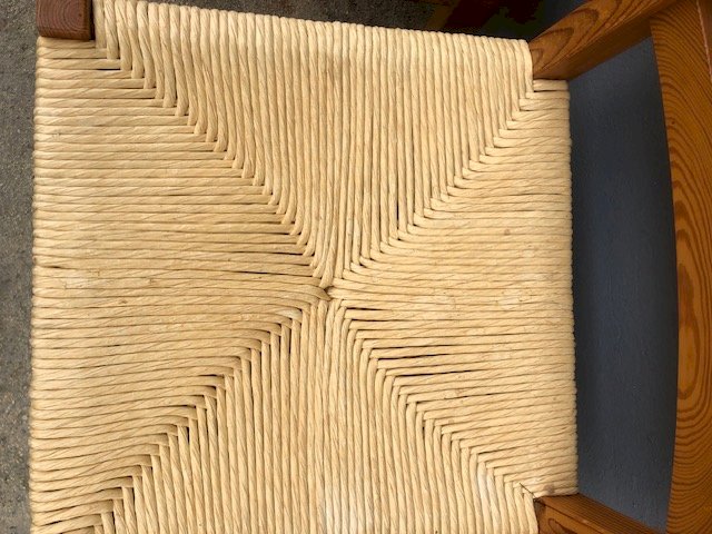 chaises en bois et paille (2 ex)
